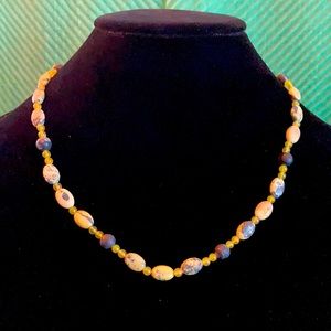 21” Yellow Turquoise & Jade necklace